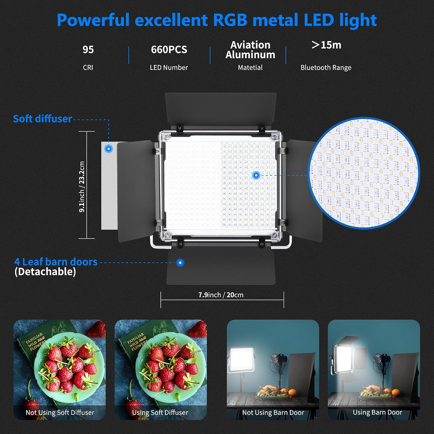 2-Pack Dimmable RGB LED Video Light Kit with Stands and Bag H58234