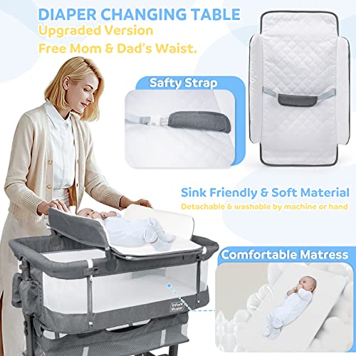 Grey 3 in 1 Baby Bassinet with Mesh Wall V922810