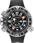 Men's Eco-Drive Promaster Sea Aqualand Depth Meter Watch in Stainless Steel with Black Polyurethane strap, Black Dial Z780295