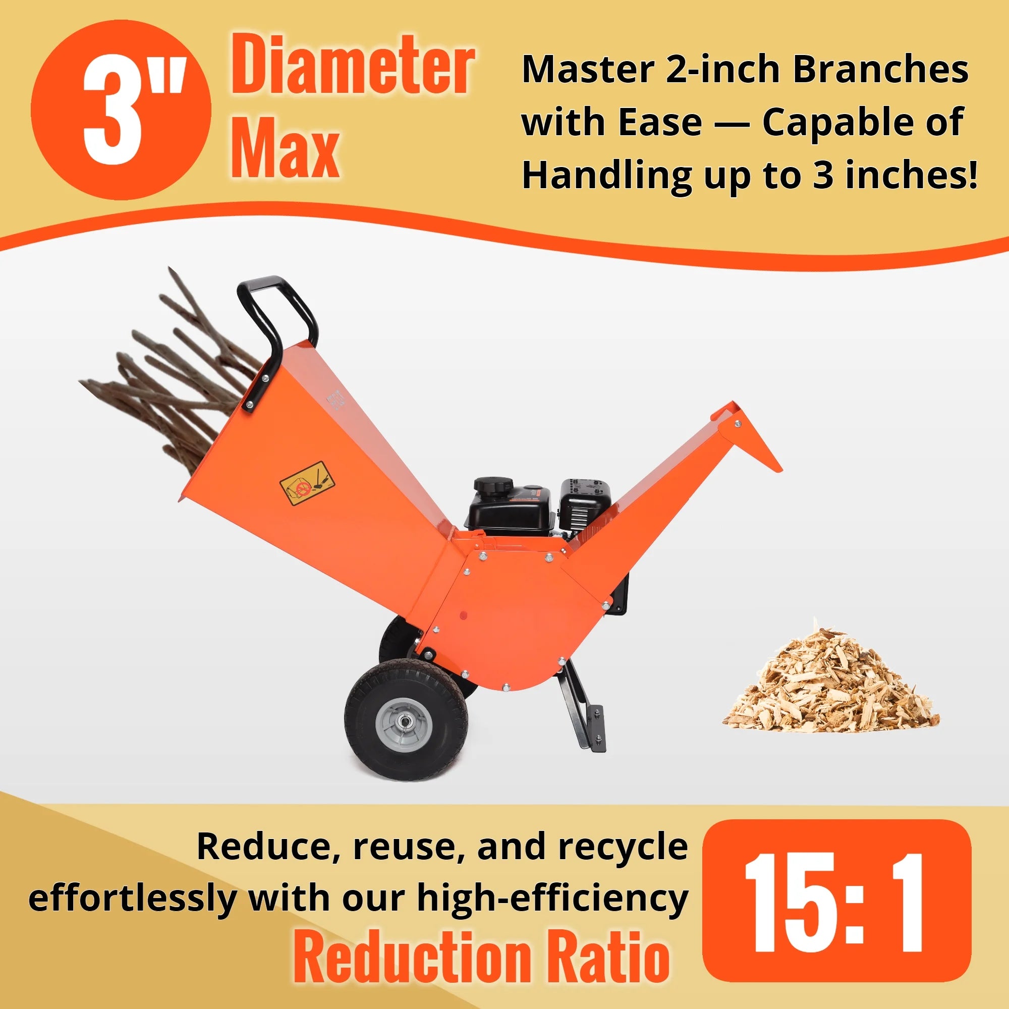 7HP Gas Powered Wood Chipper Shredder Mulcher Z920342