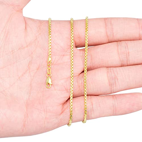 14k Yellow Gold 1.5mm Round Box Chain Venetian Link Pendant Necklace 16" 18" 20" 22" 24" 26" 28" 30" C9788