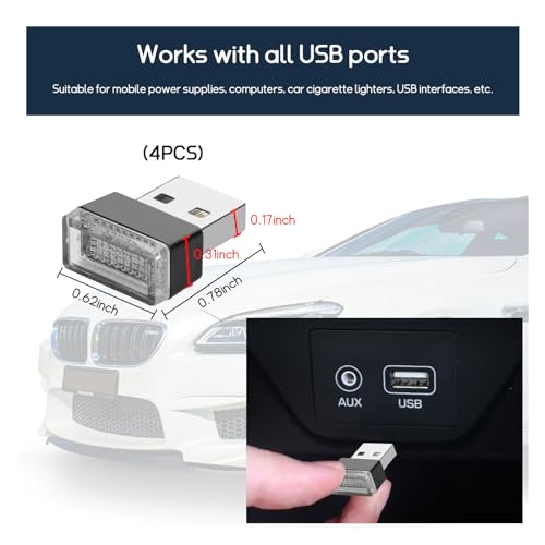 4 PCS USB LED Car Interior Atmosphere Lamp X797413