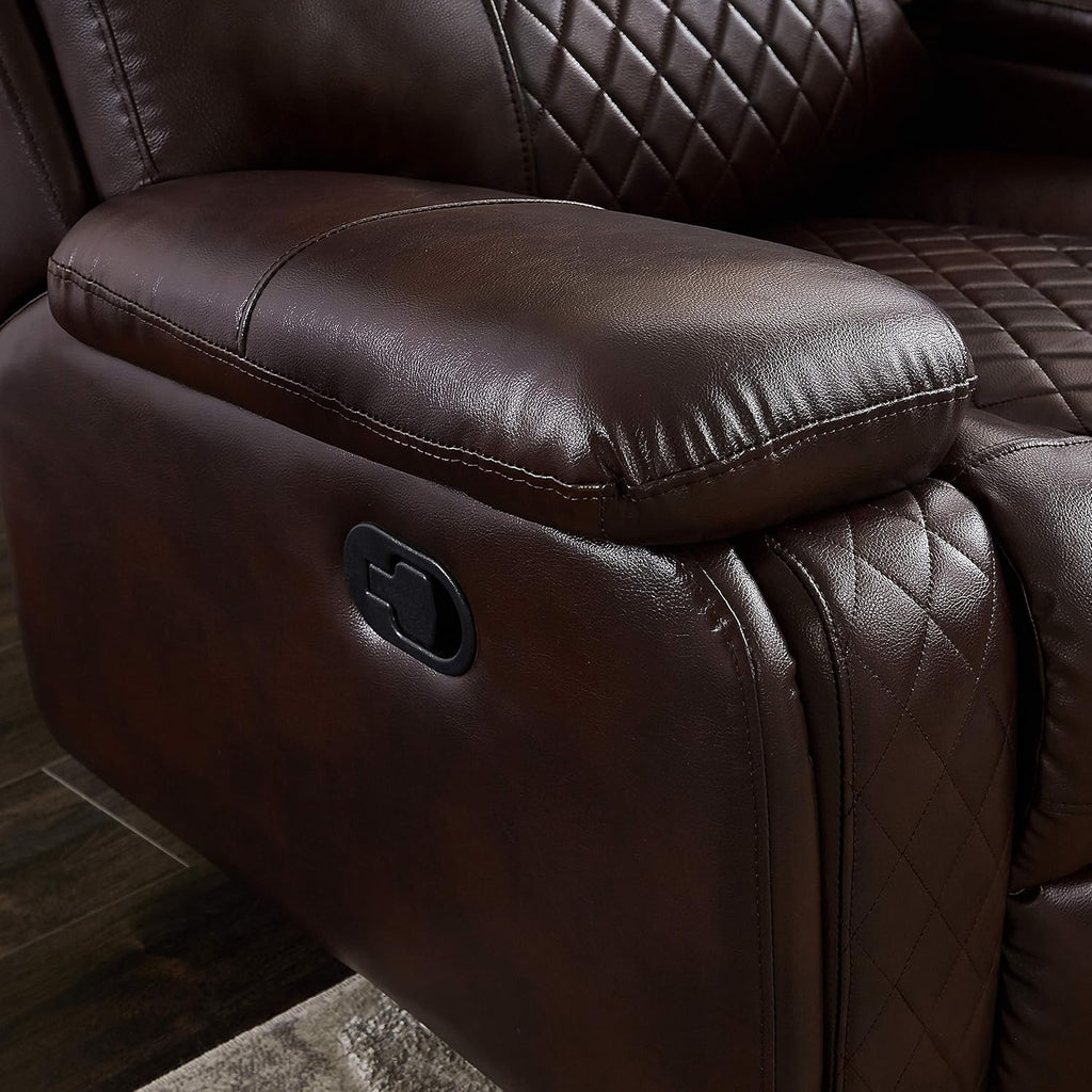 Brown PU Leather L Shape Reclining Sectional Sofa O6362