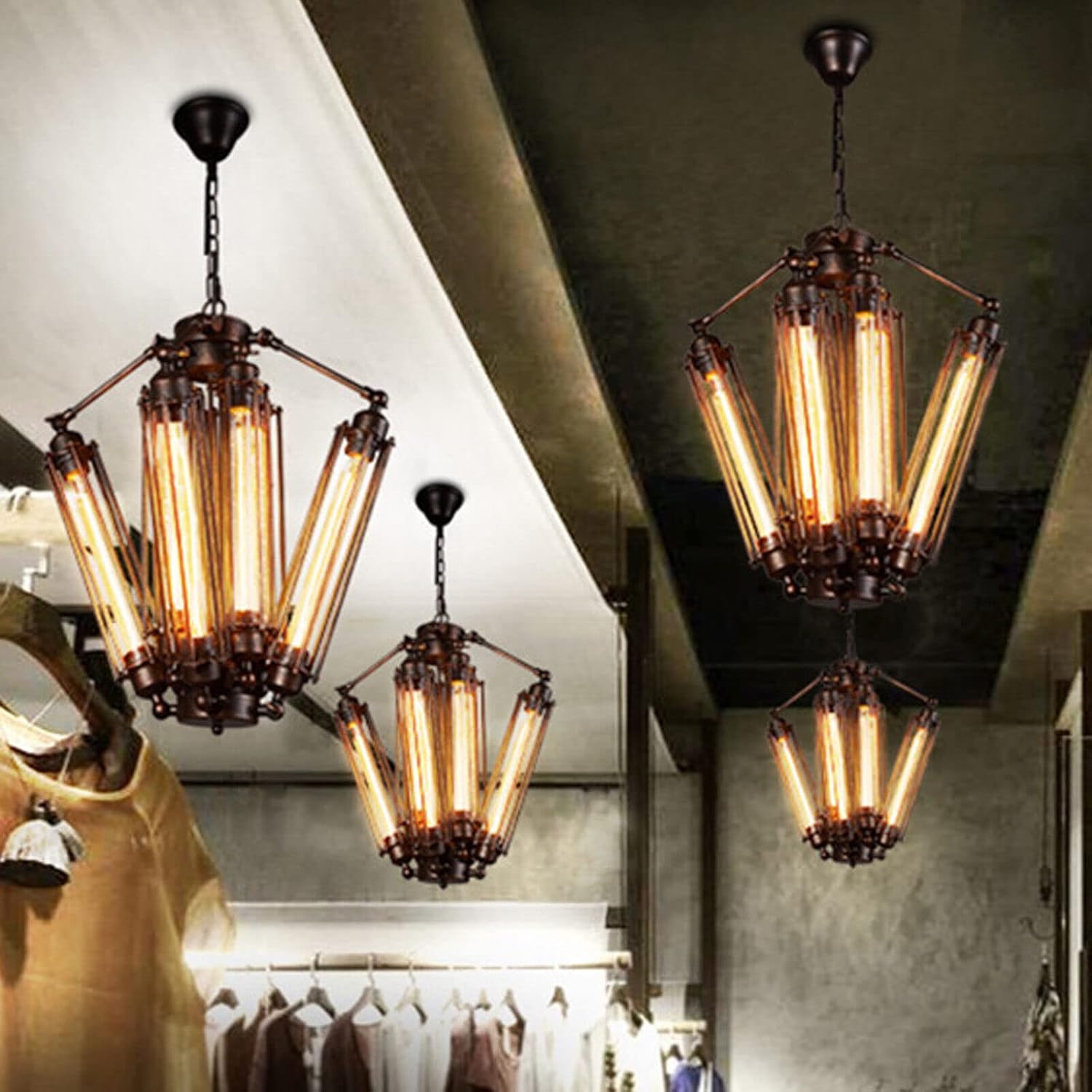 8-Lights Industrial Metal Pendant Chandelier E324