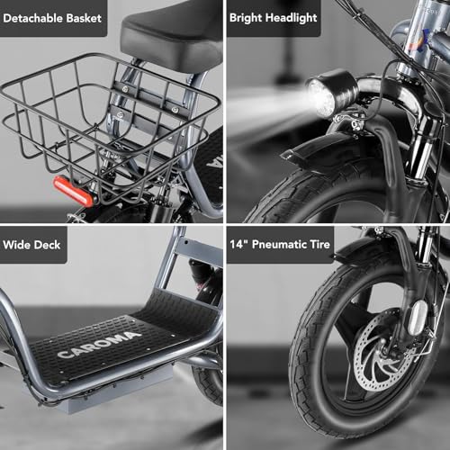 1200W Electric Scooter with Seat, 14" Fat Tire, 500Wh Battery, Foldable C466