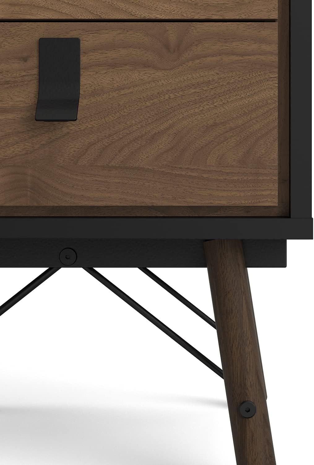 Black Matte 2 Drawer Nightstand N8484