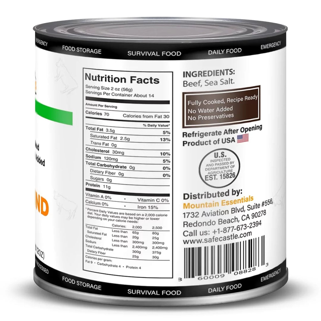 6 Cans Pack Canned Ground Beef 28 Ounce Cans Fully Cooked S671315
