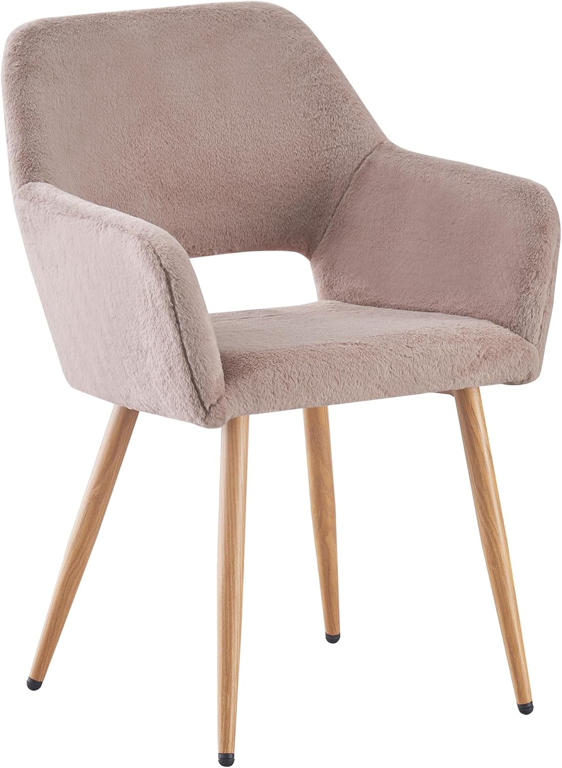 Grey Faux Fur Side Chair with Wood Metal Legs F804812