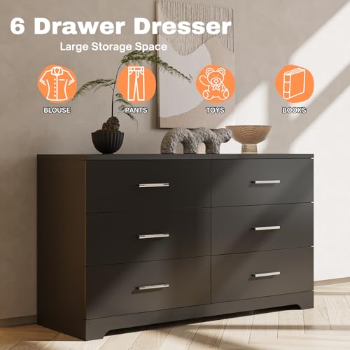 Black 8 Drawer Wood Dresser W121