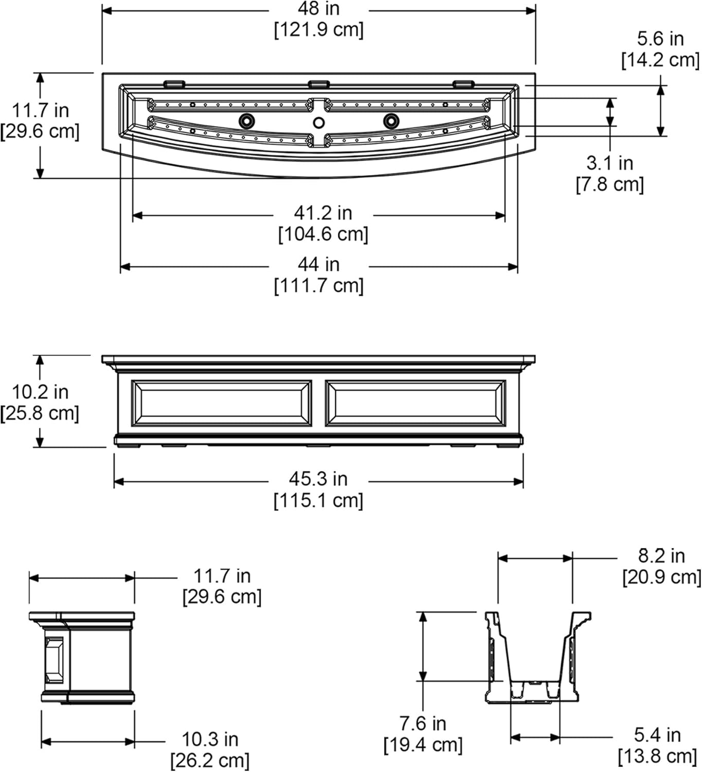 White 48in L x 11.5in W x 10in H Polyethylene Window Box Z6665