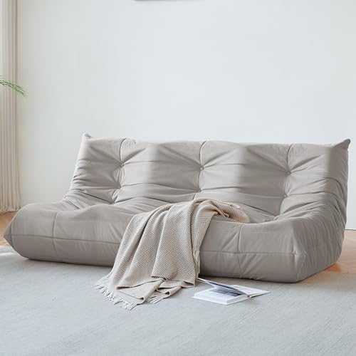 3-Seater Beige Suede Microfiber Bean Bag Chair A234276