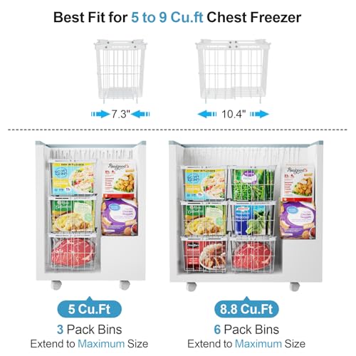 3 Pack Adjustable Black Freezer Organizer Bins T62813