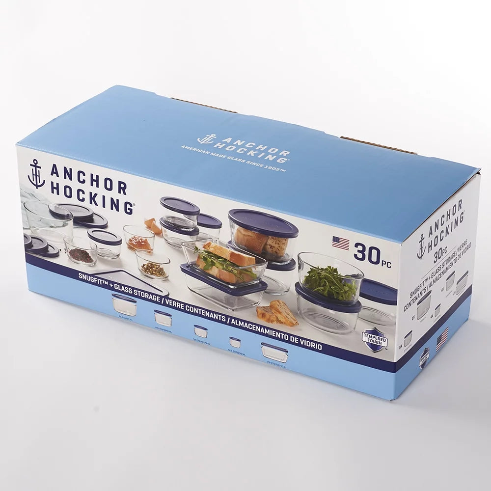 30 Piece Glass Food Storage Containers with Lids C34697