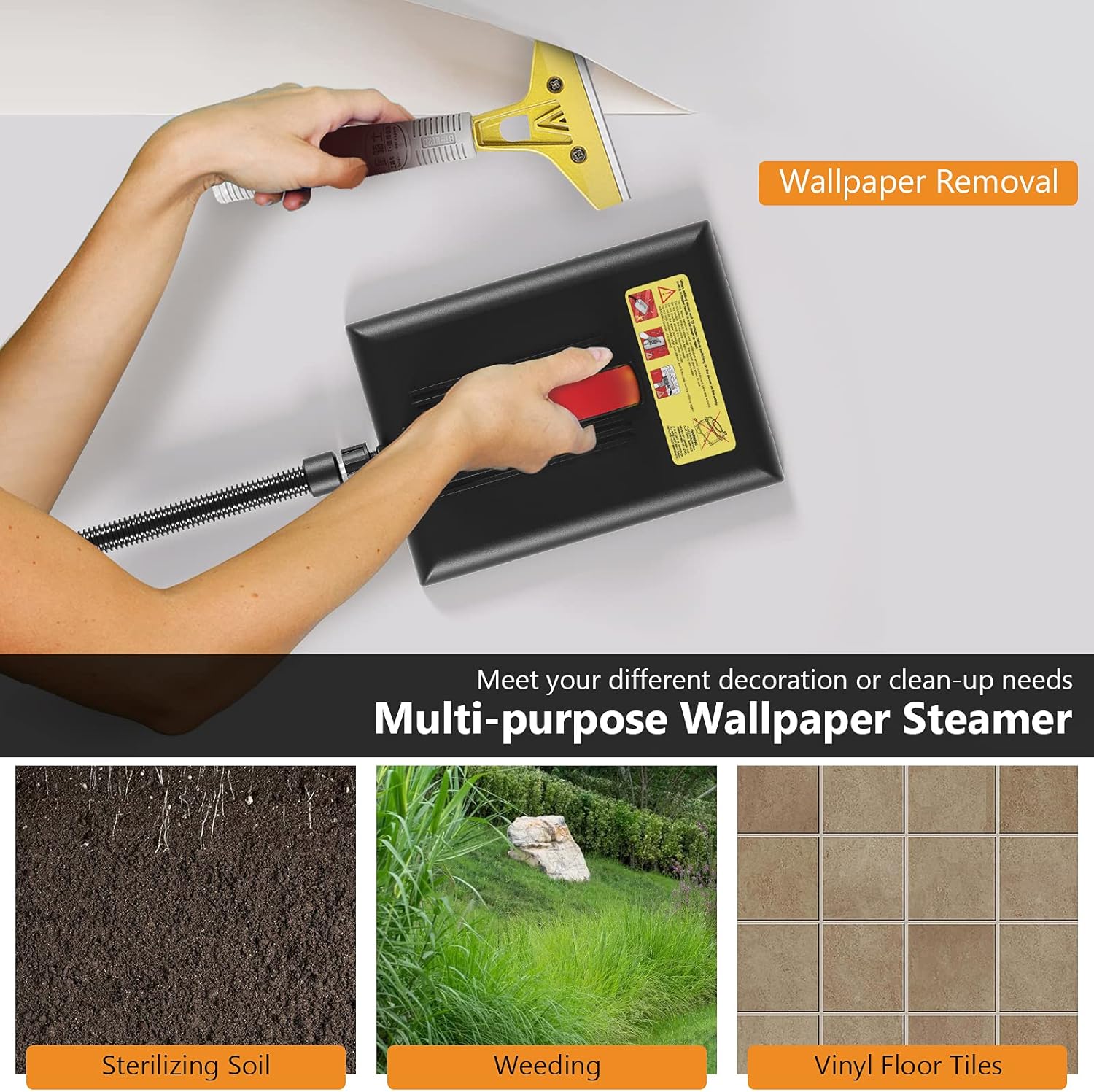 Wallpaper Steamer with 10FT Hose & Large Steam Plate G126652