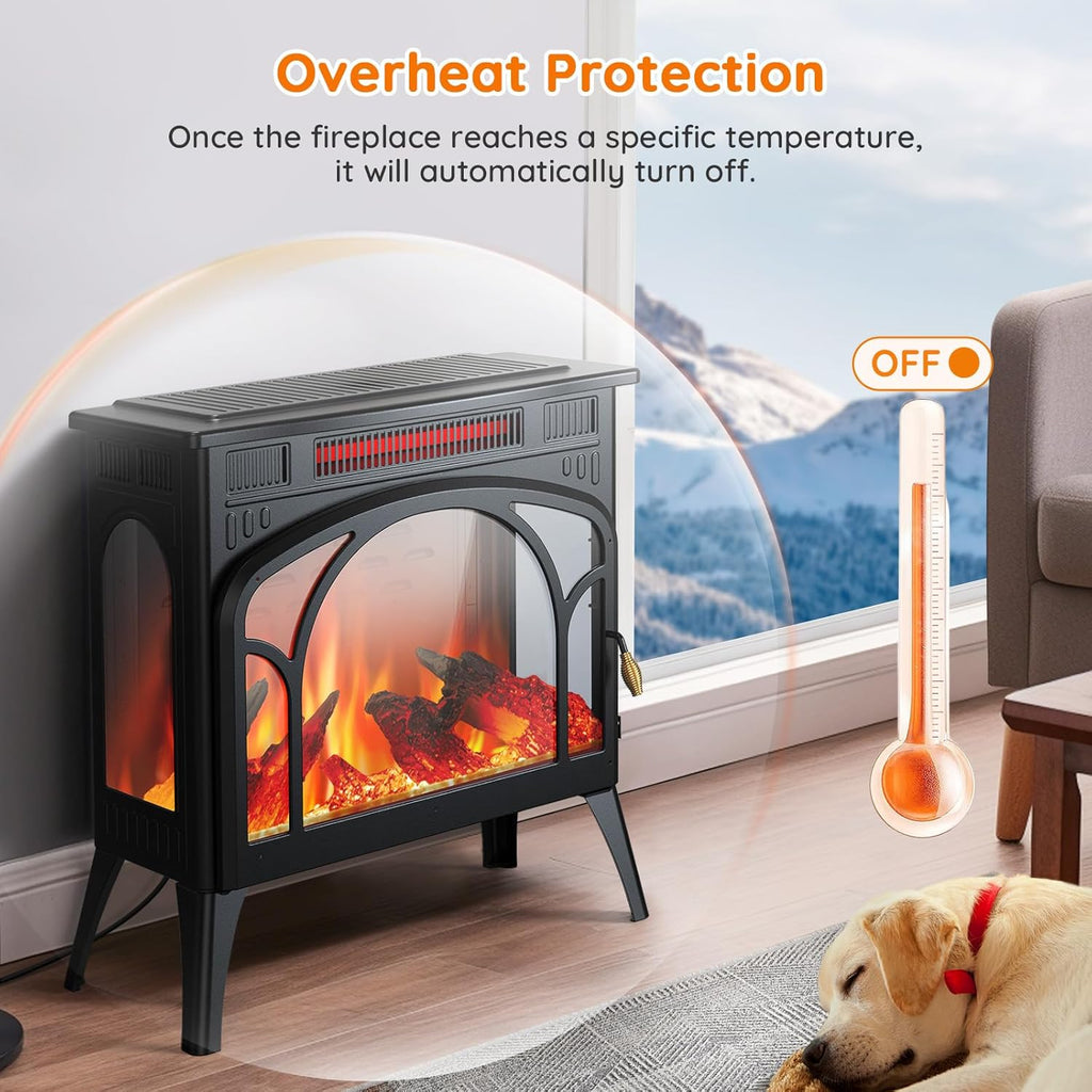 1500W Infrared Electric Fireplace Heater with 3D Flame Effect H271577