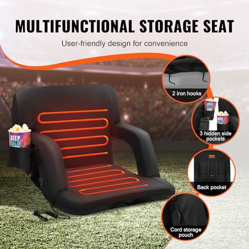 Wide Folding Padded Stadium Seat with Back Support K14910