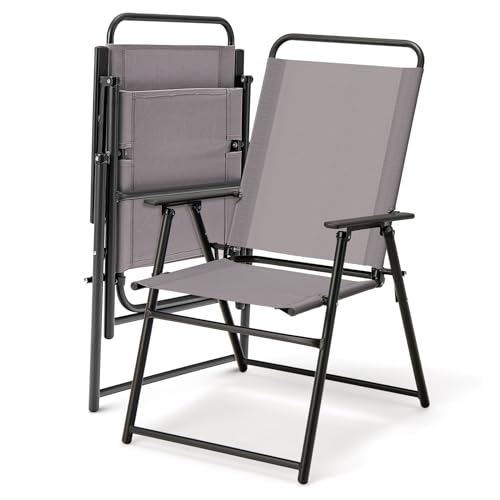 Portable Folding Chairs with Metal Frame & Armrest (4) U780821