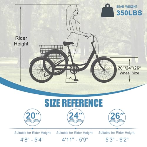 Adult 3 Wheel Bike 7 Speed with Shopping Basket F90550