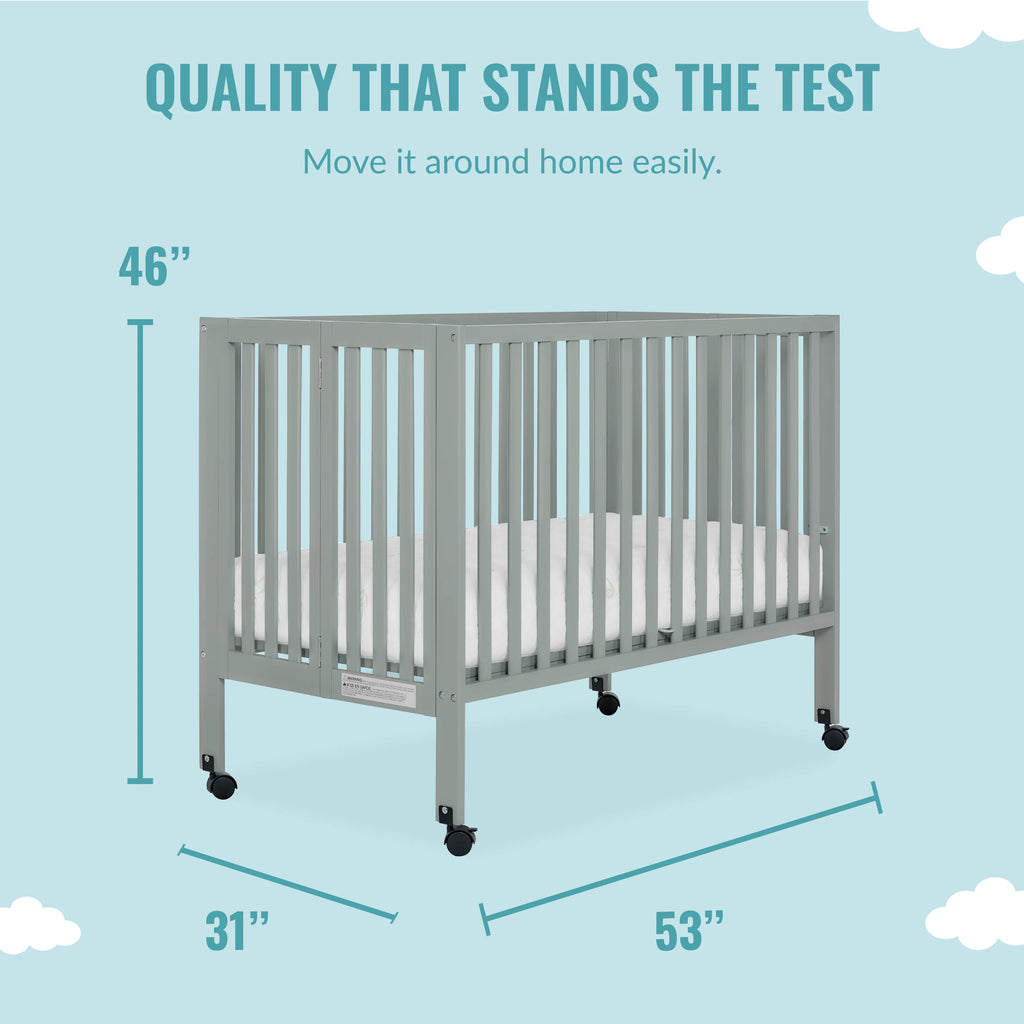 Cool Grey Full-Size Folding Crib R29005