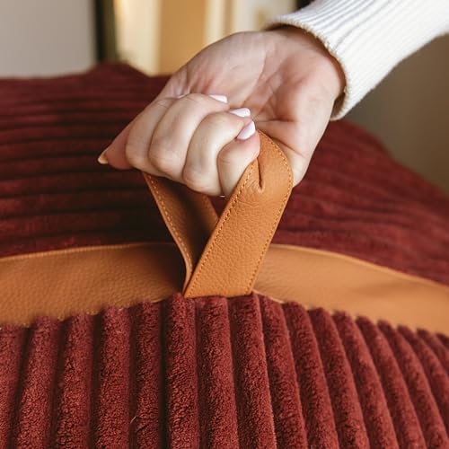 Deep Terracotta Corded Plush 6 feet Foam Filled Bean Bag Chair with Removable Cover G603