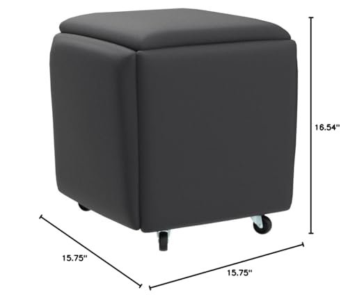 Leather Nesting Ottoman Cube Chair with Wheels Q291774
