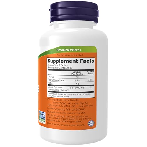 Organic Spirulina 1000mg Tablets - 300 Count - Non-GMO Supplement S498