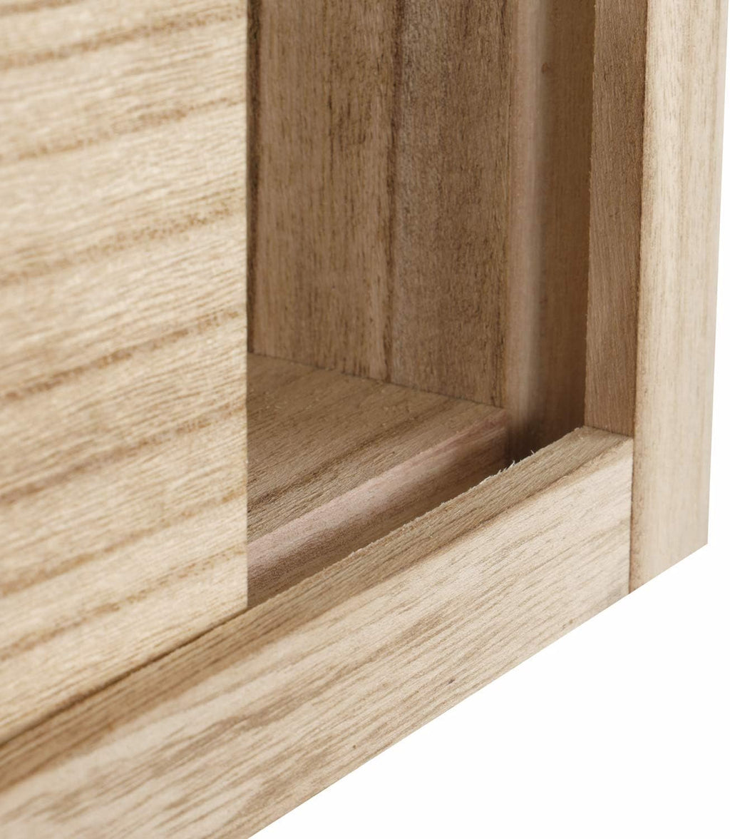 Solid Wood Wall Hanging Display Cabinet, Distressed Natural Finish R558
