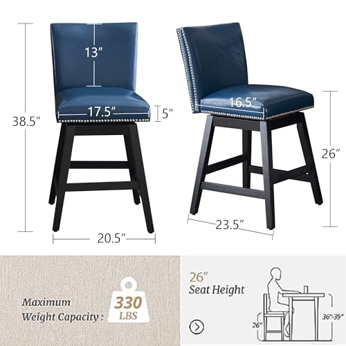 White Upholstered Swivel Bar Stools Set of 2 Z79013