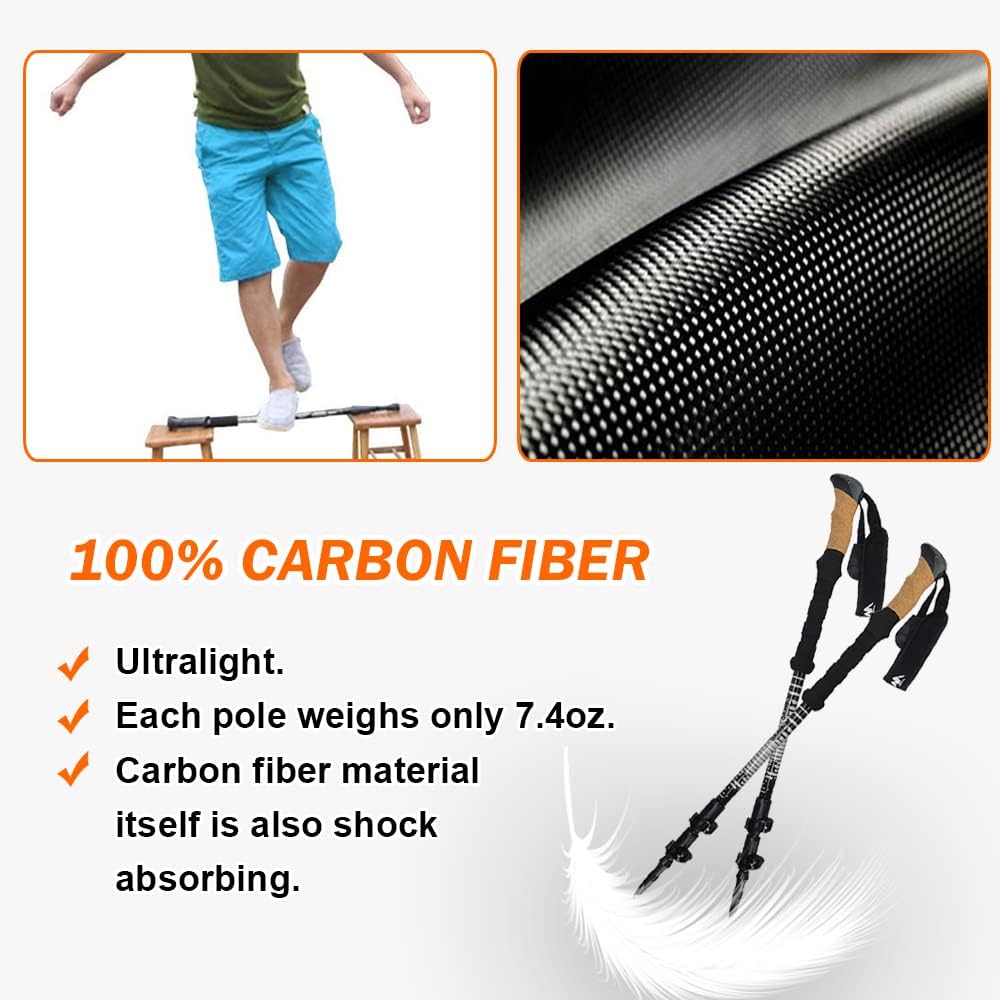 Carbon Fiber Trekking Poles with Cork Handle V30351