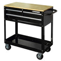 36 in. 3-Drawer Rolling Tool Cabinet Cart with Wood Top Black E317339