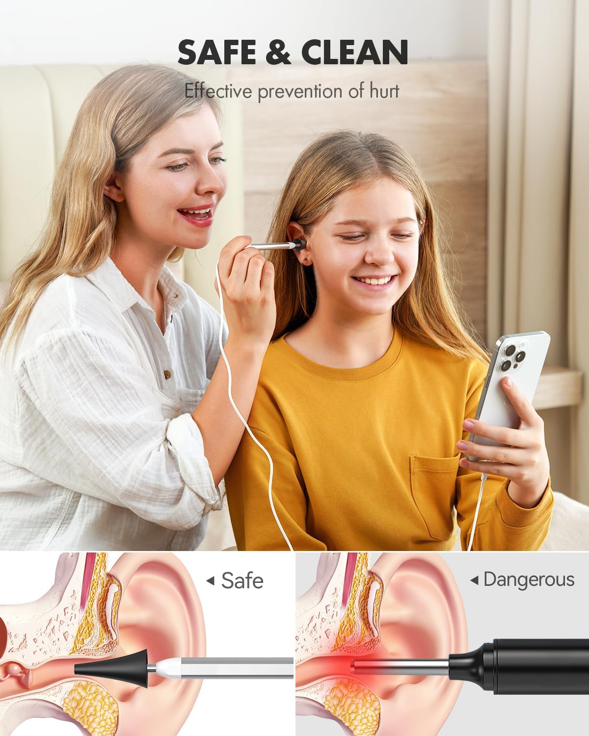 HD Ultra Clear View Ear Wax Removal Tool Otoscope with Ear Spoon Q3872