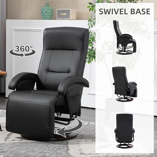 Gray Leather Swivel Recliner Chair with Adjustable Footrest T571915