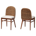 18.9" Acacia Wood & Seagrass Dining Chair in Brown Set of 2 B67687