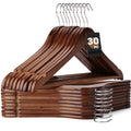 30-Pack Wooden Clothes Hangers with Rotatable Hook A42910