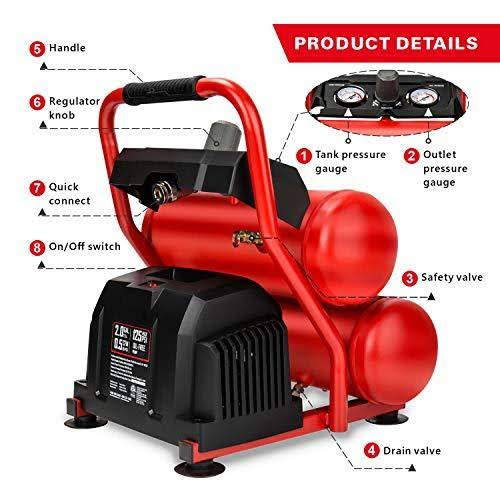 2 Gal Twin Stack Portable Air Compressor 125 PSI Z603830