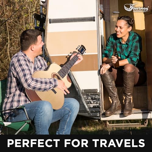 Travel Guitar with Collapsible Patented System Portable Backpack Case African Mahogany Y78975
