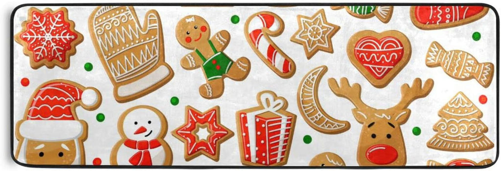 2x6 Feet Gingerbread Cookie Christmas Runner Rug with Rubber Backing F97275