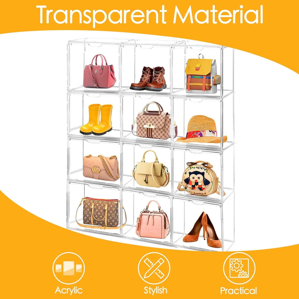 6Pack Clear Acrylic Storage Box with Magnetic Door U13811