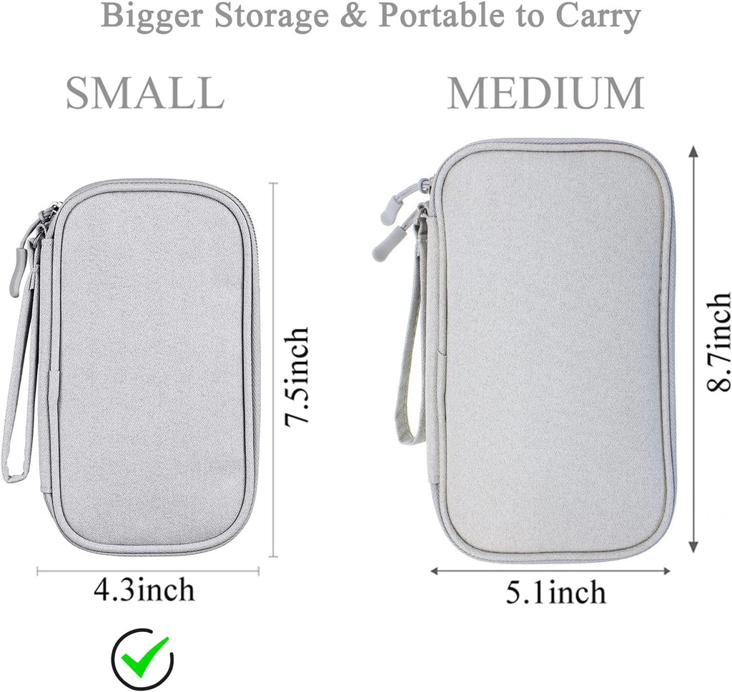 Compact Light Grey Travel Electronics Organizer Bag D46030