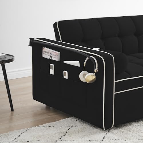 Beige Convertible Sleeper Sofa with Pullout Bed R29163