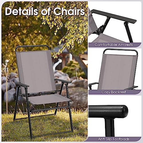 Portable Folding Chairs with Metal Frame & Armrest (4) U780821