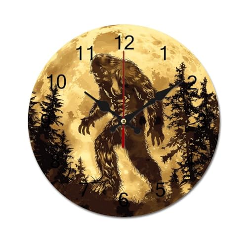 Golden Moon Wall Clock Silent Non-Ticking Round Wooden Clock Battery Operated 40*40cm P9009