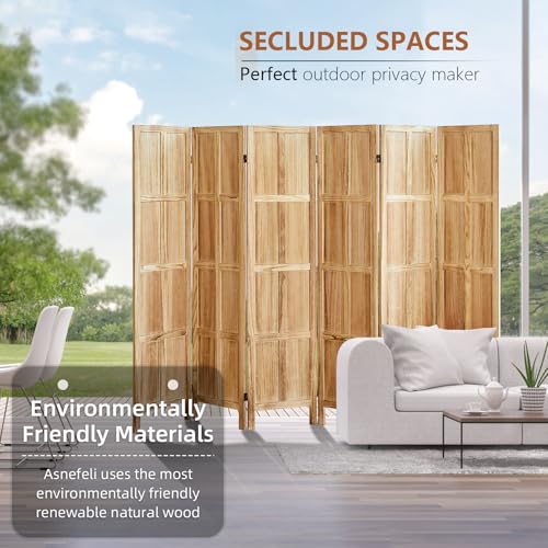 Wood 4 Panel Room Divider, 5.6 FT Tall Folding Privacy Screen P32526
