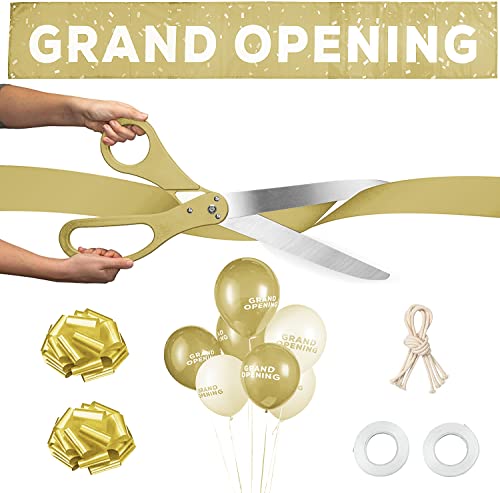25" Giant Scissors with Gold Satin Ribbon, Banner, Bows, Balloons Y362