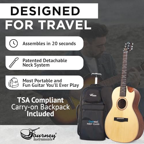 Travel Guitar with Collapsible Patented System Portable Backpack Case African Mahogany Y78975