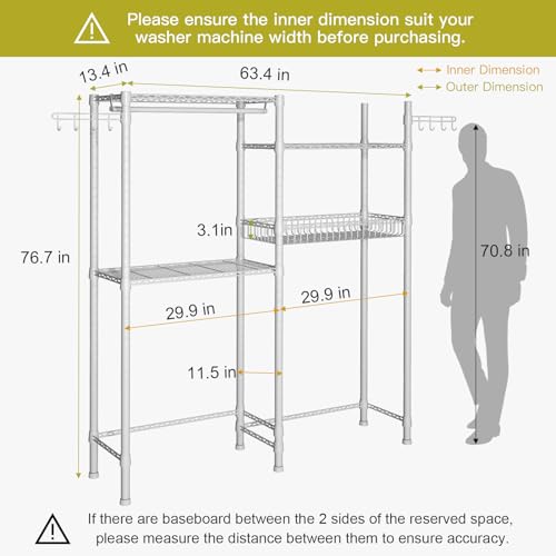 3 Tier Adjustable Height Storage Shelf with Wire Basket and 2 Hooks S602