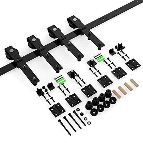 Black Track Bi-Folding Sliding Barn Door Hardware Kit E91871