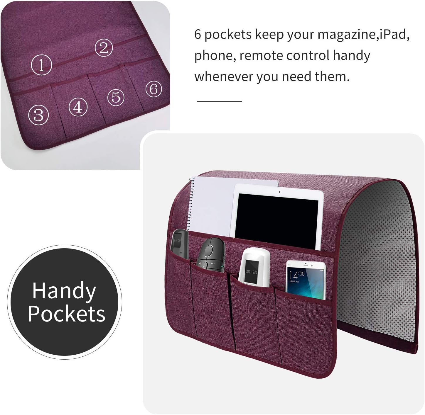 Sofa Armrest Organizer with 6 Pockets F746