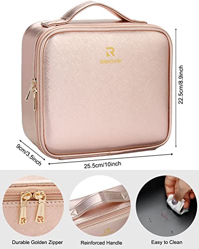 13.8 inches Large Black Cosmetic Case with Adjustable Dividers and Shoulder Strap M80261