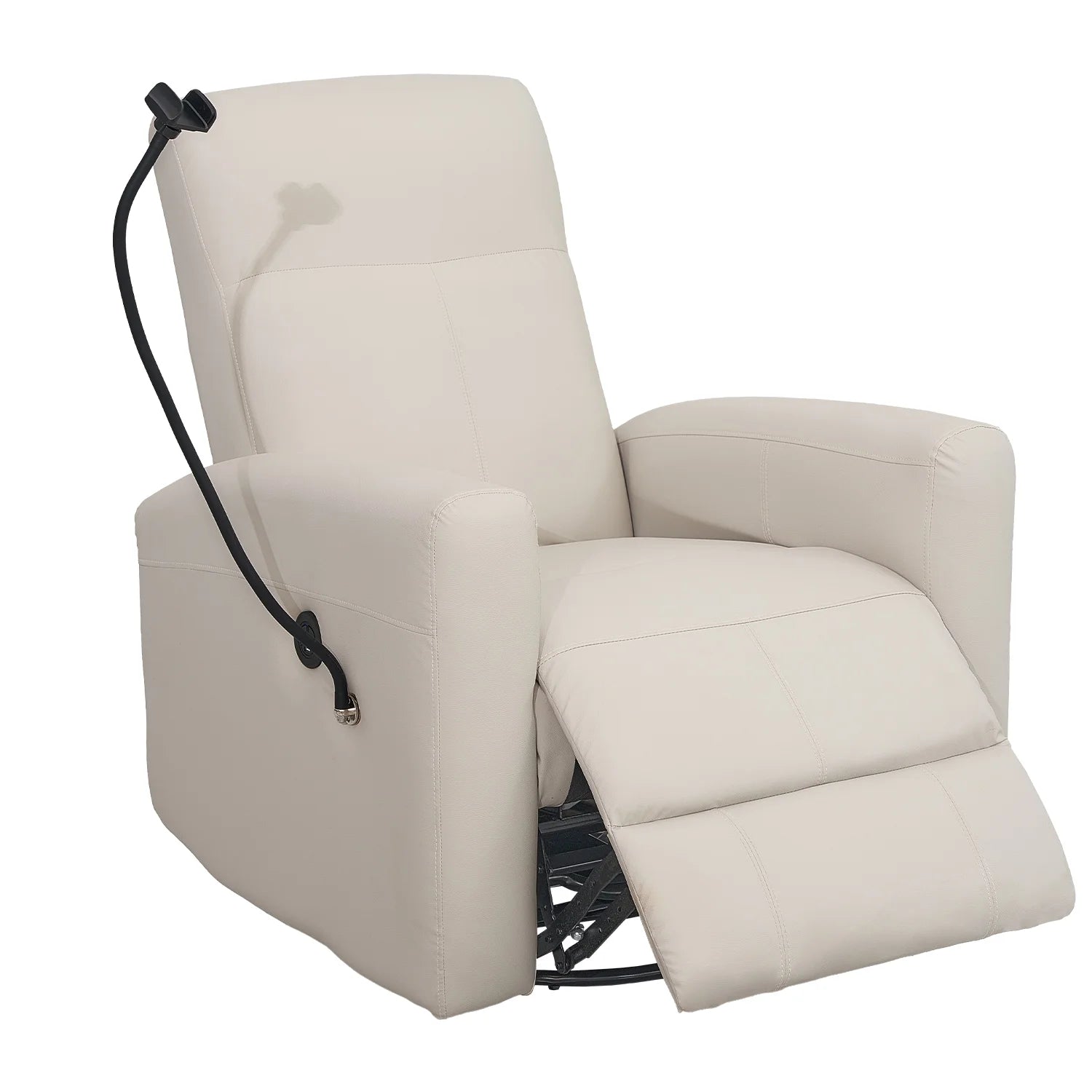 Creamy White Swivel Rocking Power Recliner Chair with USB Port K591729